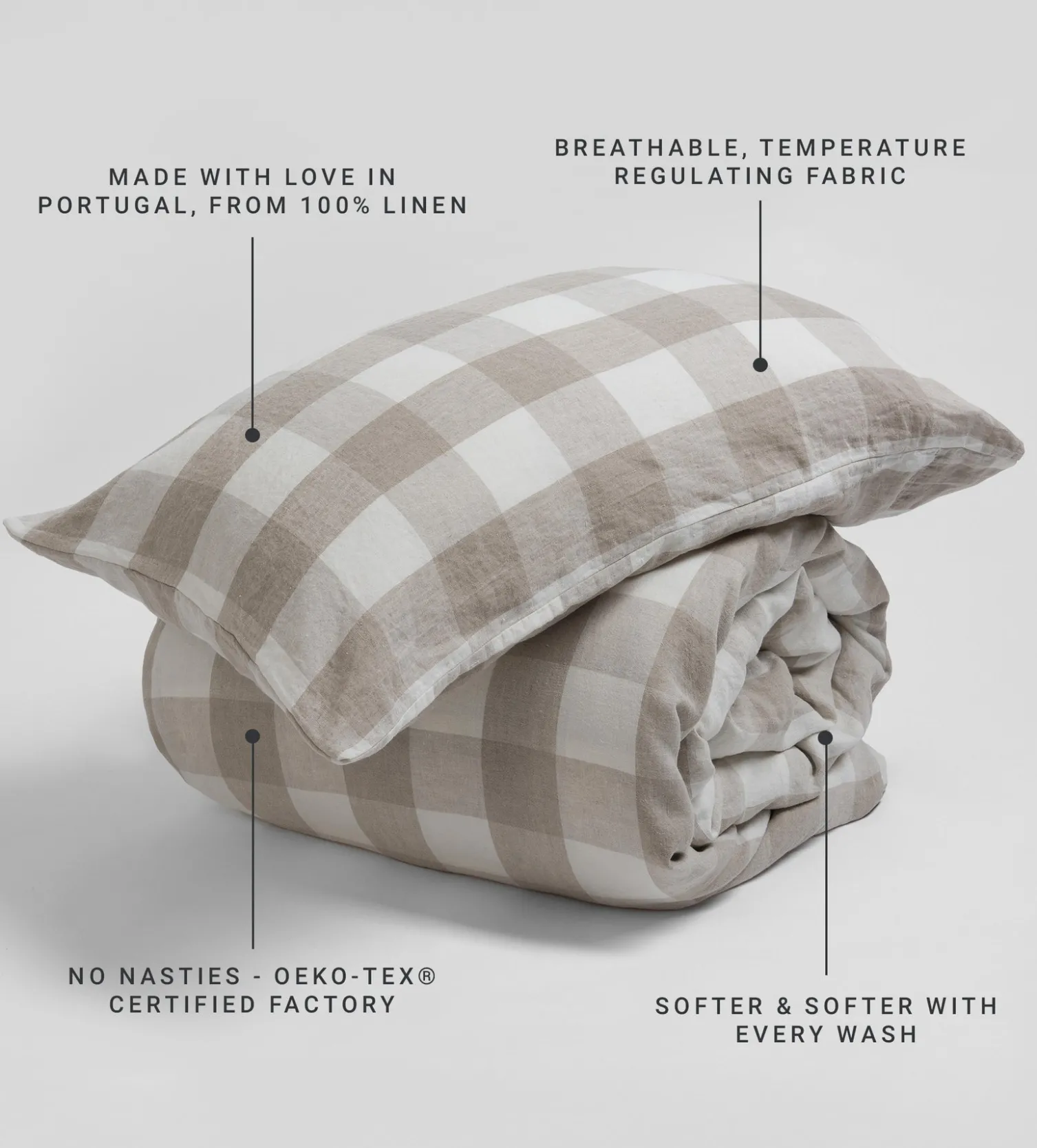 Secret Linen Store Gracie Gingham 100% Linen Pillowcase