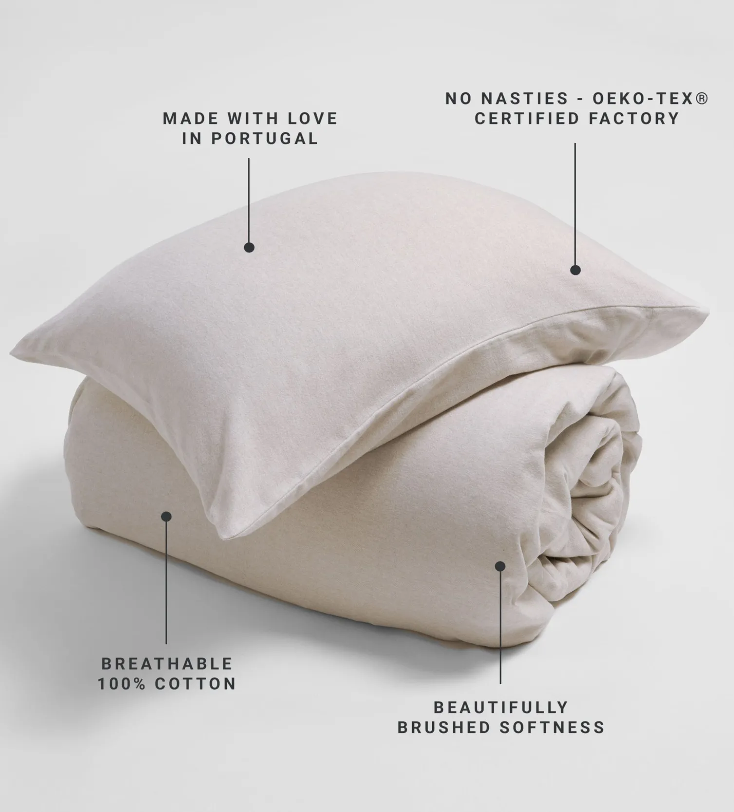 Secret Linen Store Natural Henry Brushed 100% Cotton Duvet Cover