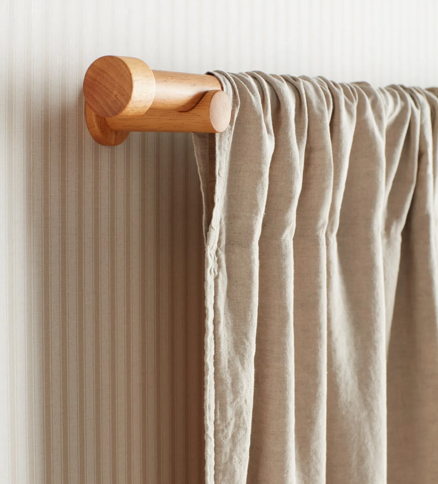 Secret Linen Store Natural Linen Lined Loop Top Curtains (Pair)