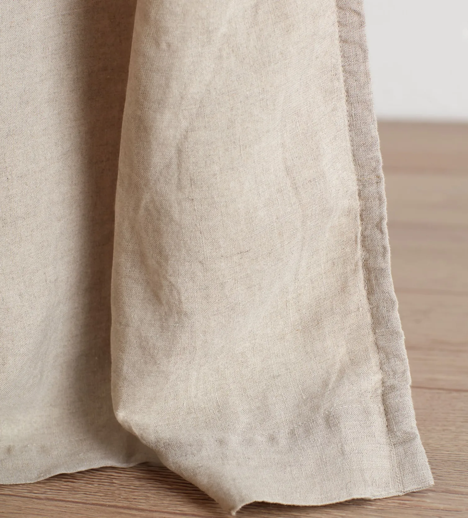 Secret Linen Store Natural Linen Lined Loop Top Curtains (Pair)
