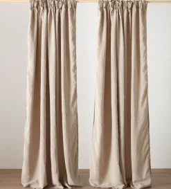 Secret Linen Store Natural Linen Lined Pencil Pleat Curtains (Pair)