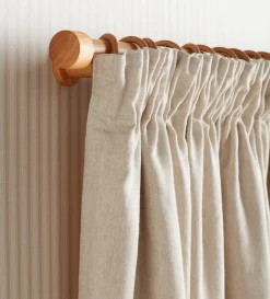 Secret Linen Store Natural Linen Lined Pencil Pleat Curtains (Pair)