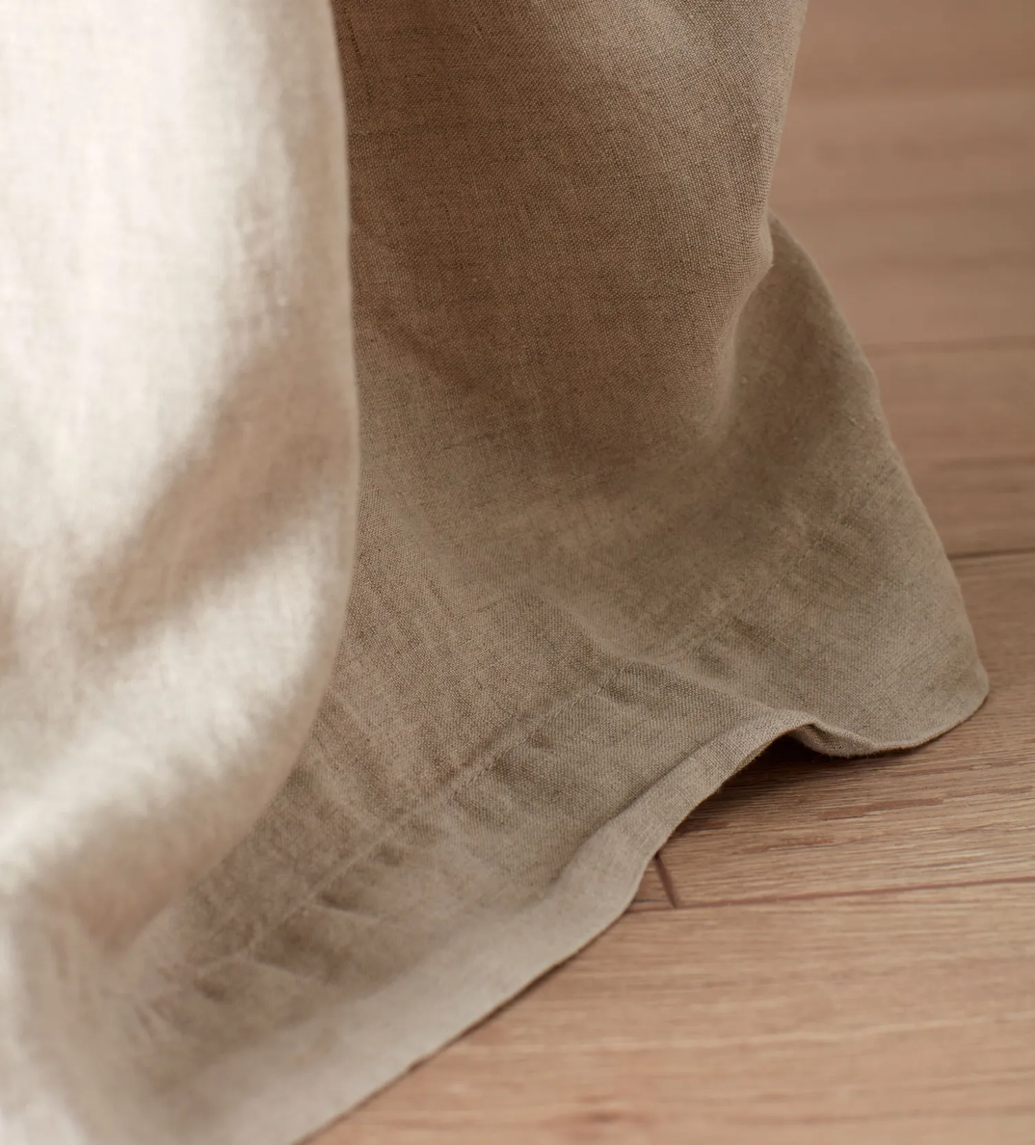 Secret Linen Store Natural Linen Lined Pencil Pleat Curtains (Pair)
