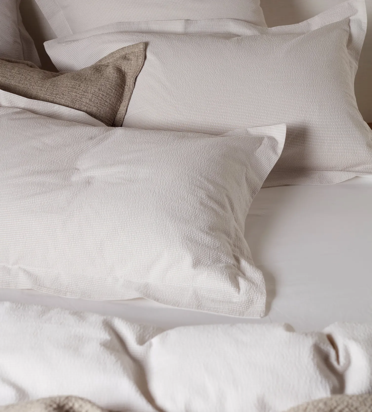 Secret Linen Store Natural Seersucker Stripe 100% Cotton Duvet Cover
