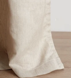 Secret Linen Store Natural Twill Cotton Linen Blackout Eyelet Curtains (Pair)