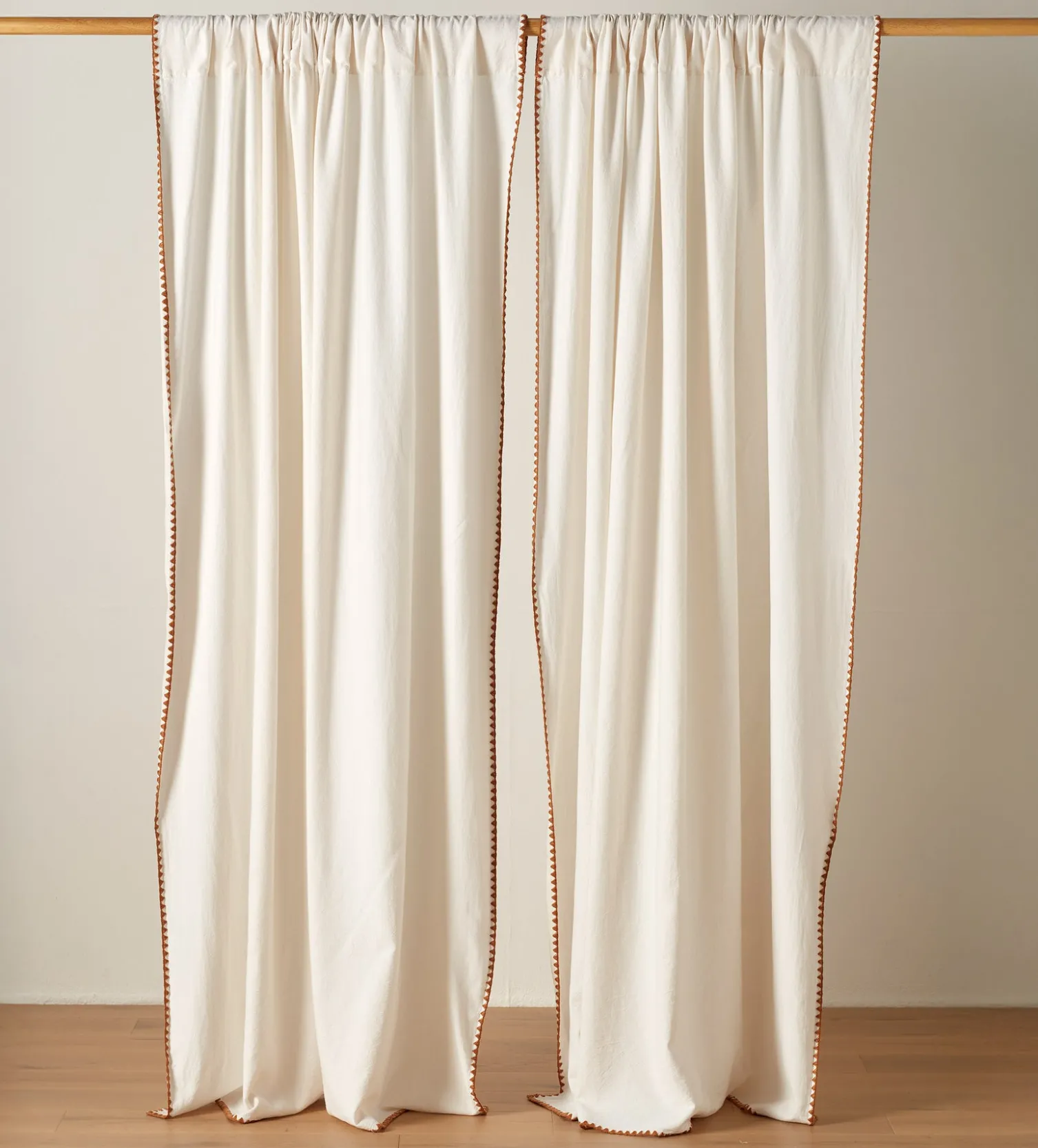Secret Linen Store Off White Nova 100% Cotton Loop Top Curtain (Pair)