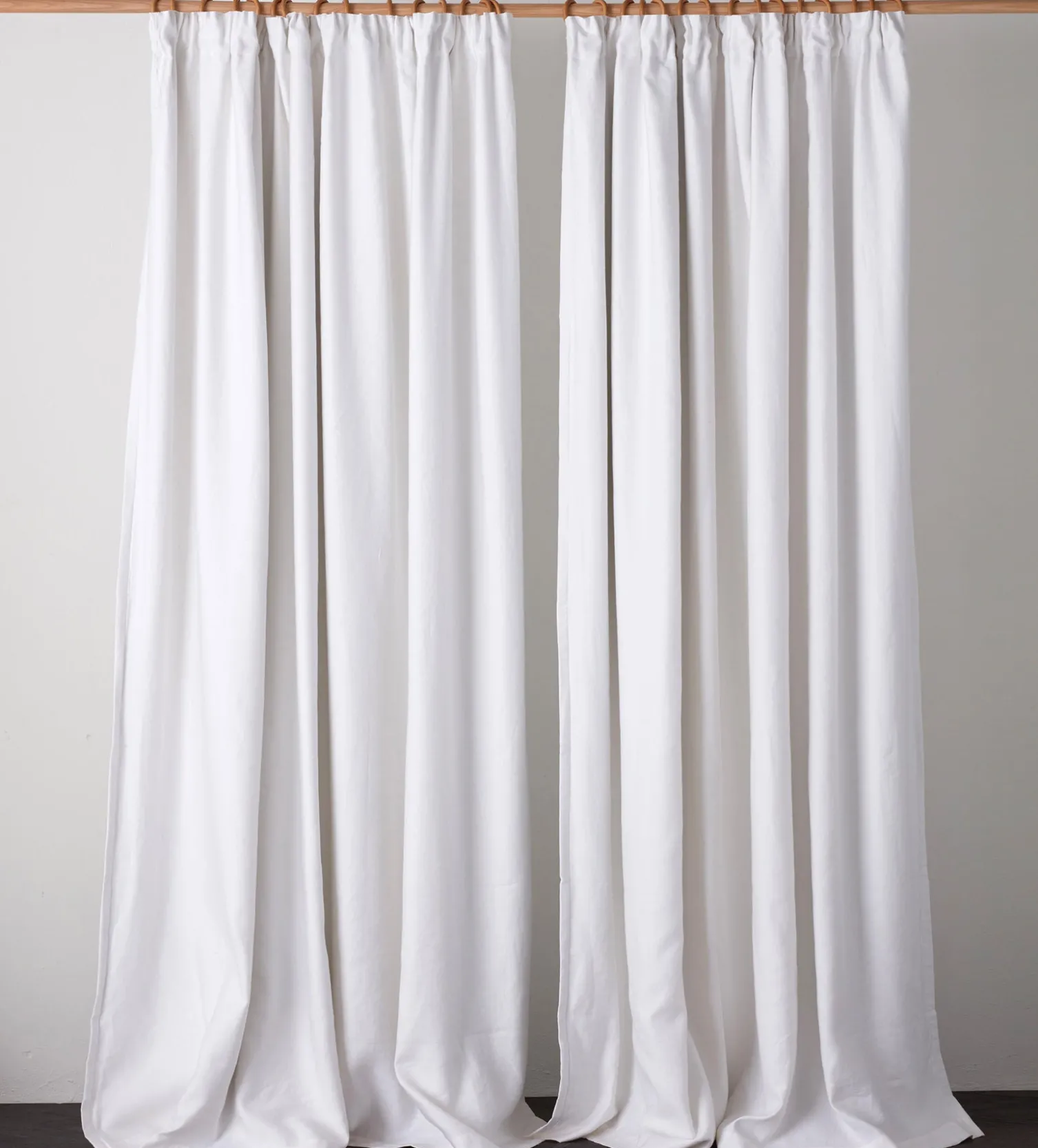 Secret Linen Store Twill Cotton Linen Blackout Pencil Pleat Curtains (Pair)