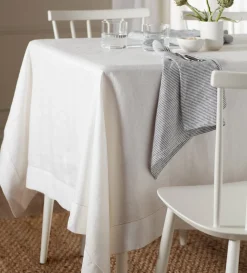 Secret Linen Store Off White Twill Cotton Linen Tablecloth