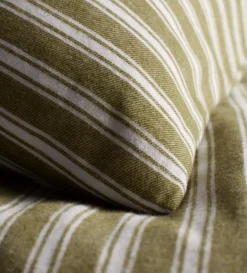 Secret Linen Store Olive Green Fred Stripe Brushed 100% Organic Cotton Pillowcase