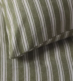 Secret Linen Store Olive Green Fred Stripe Brushed 100% Organic Cotton Pillowcase