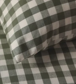 Secret Linen Store Olive Green Gilbert Gingham Brushed 100% Organic Cotton Duvet Cover