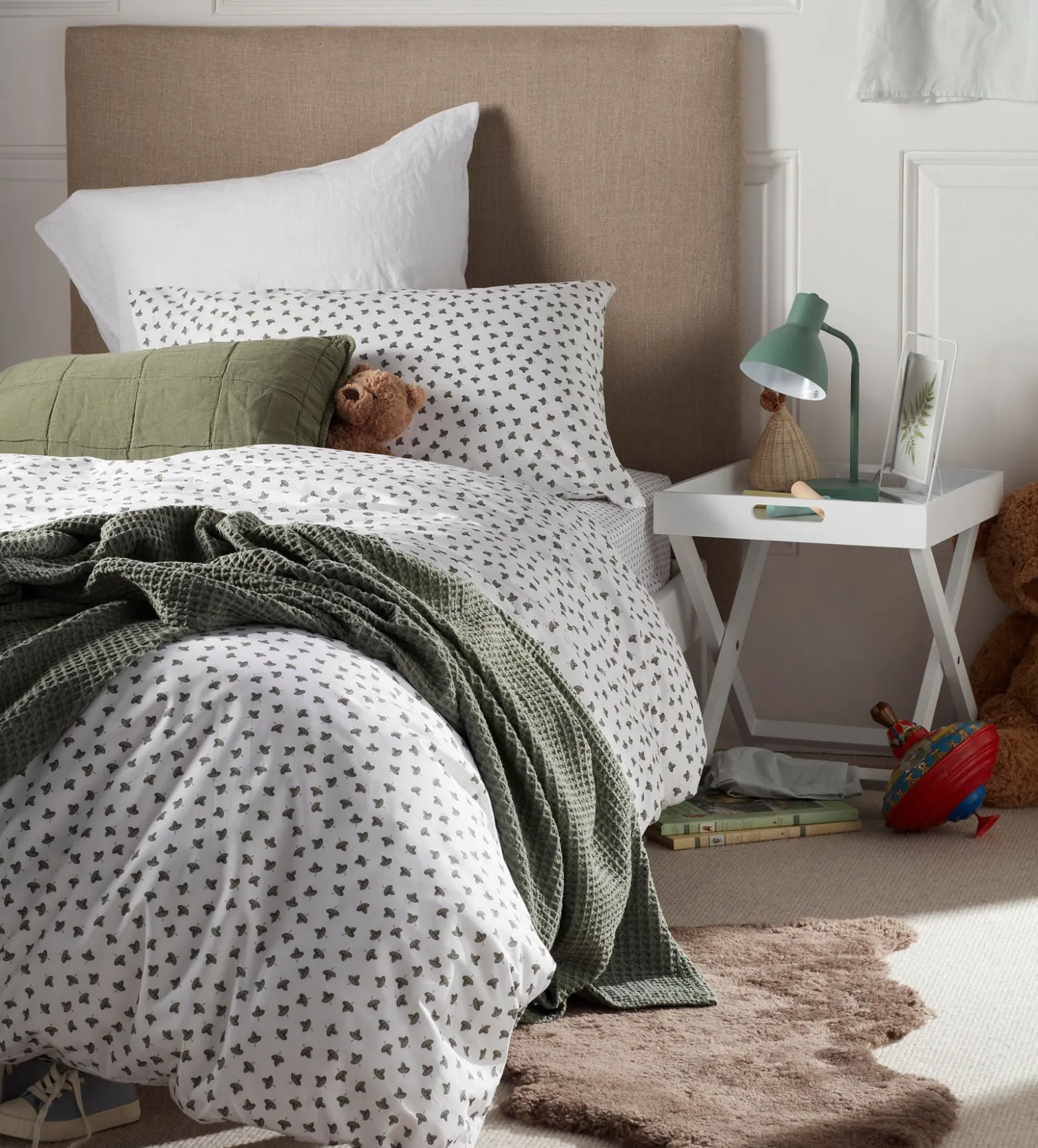 Secret Linen Store Olive Little Leaf 100% Organic Cotton Housewife Pillowcase