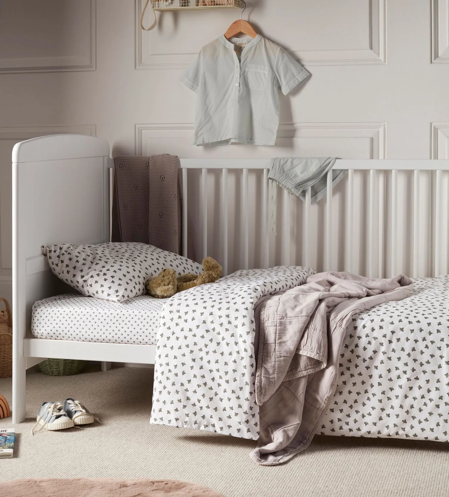 Secret Linen Store Olive Little Leaf 100% Organic Cotton Duvet Cover Set