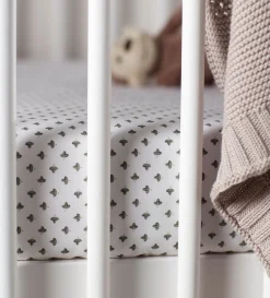Secret Linen Store Olive Little Leaf 100% Organic Cotton Fitted Sheet