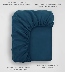 Secret Linen Store Peacock 100% Linen Fitted Sheet