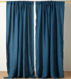 Secret Linen Store Peacock 100% Linen Loop Top Curtain (Single)