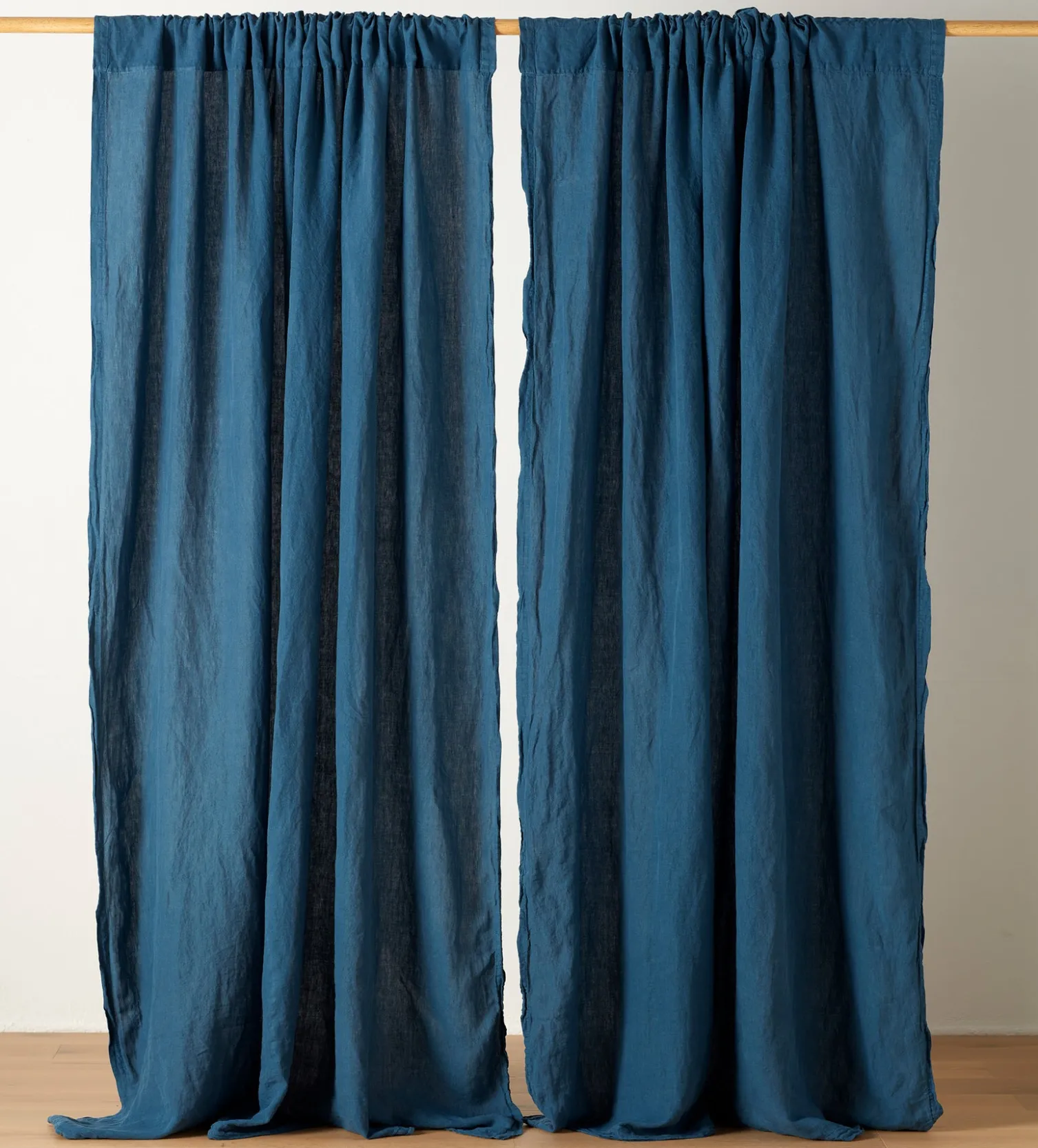 Secret Linen Store Peacock 100% Linen Loop Top Curtain (Single)