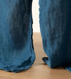 Secret Linen Store Peacock 100% Linen Loop Top Curtain (Single)