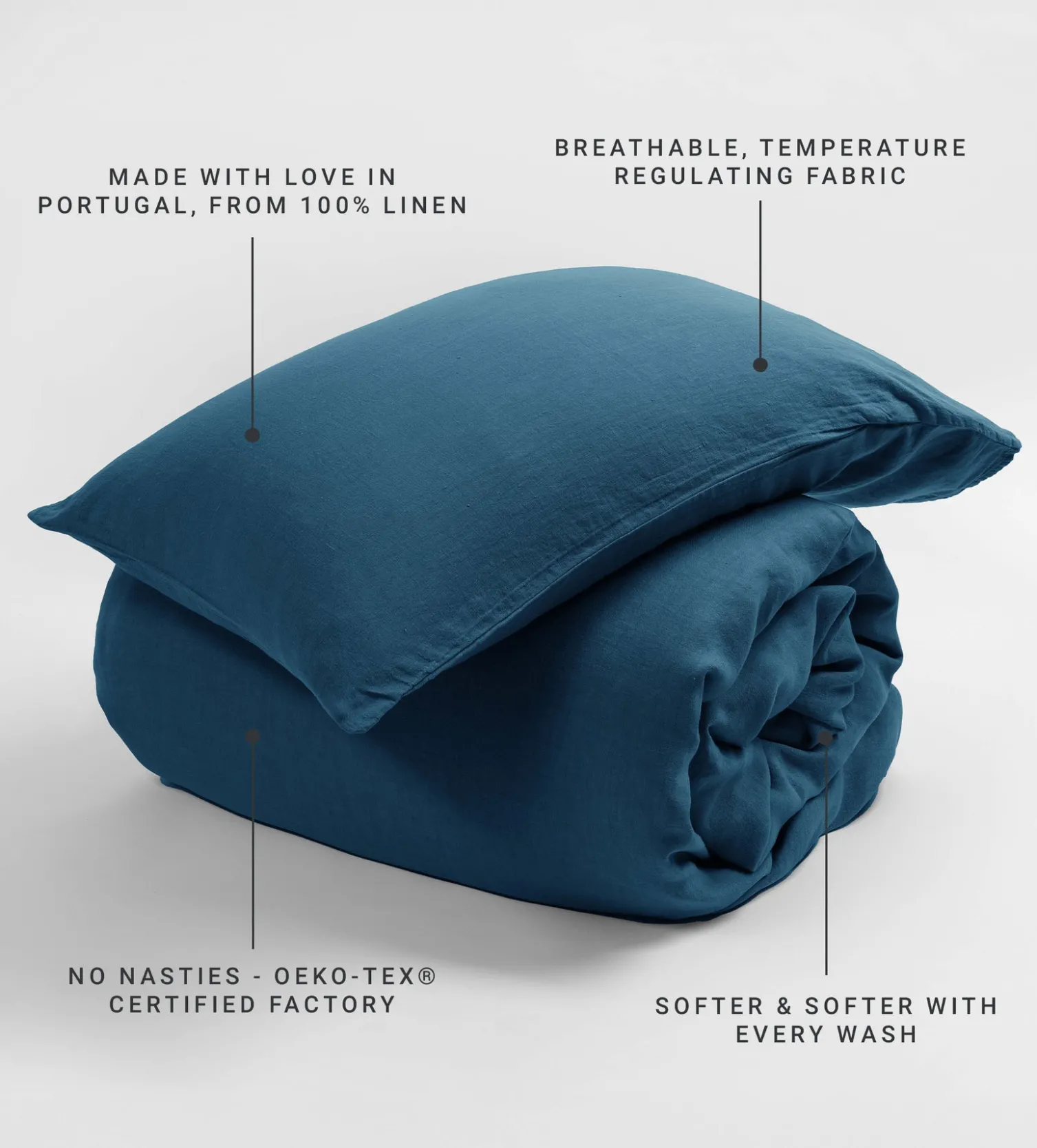 Secret Linen Store Peacock 100% Linen Pillowcase