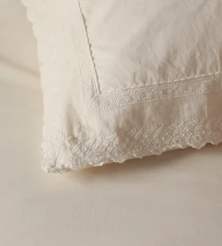 Secret Linen Store Pia Embroidered 100% Cotton Pillowcase