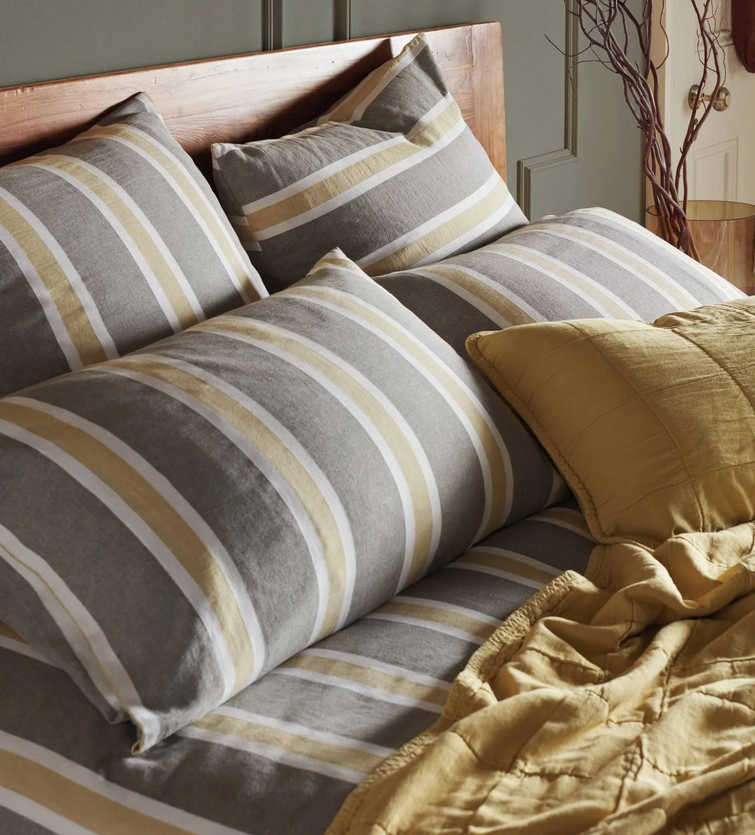 Secret Linen Store Sadie Stripe 100% Organic Cotton Duvet Cover