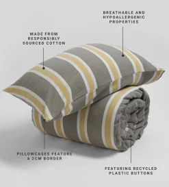 Secret Linen Store Sadie Stripe 100% Organic Cotton Pillowcase