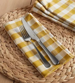 Secret Linen Store Saffron Heidi 100% Organic Cotton Napkins - Set of 4
