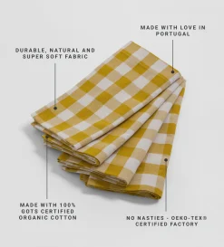 Secret Linen Store Saffron Heidi 100% Organic Cotton Napkins - Set of 4