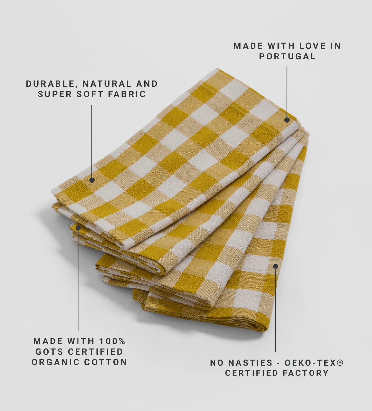 Secret Linen Store Saffron Heidi 100% Organic Cotton Napkins - Set of 4