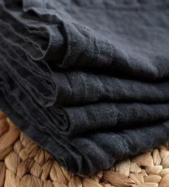Secret Linen Store Soot 100% Linen Napkins - Set of 4