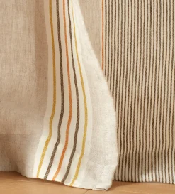Secret Linen Store Stripe 100% Linen Loop Top Curtain (Single)