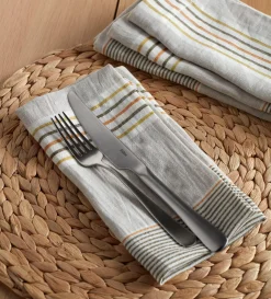 Secret Linen Store Stripe 100% Linen Napkins - Set of 4