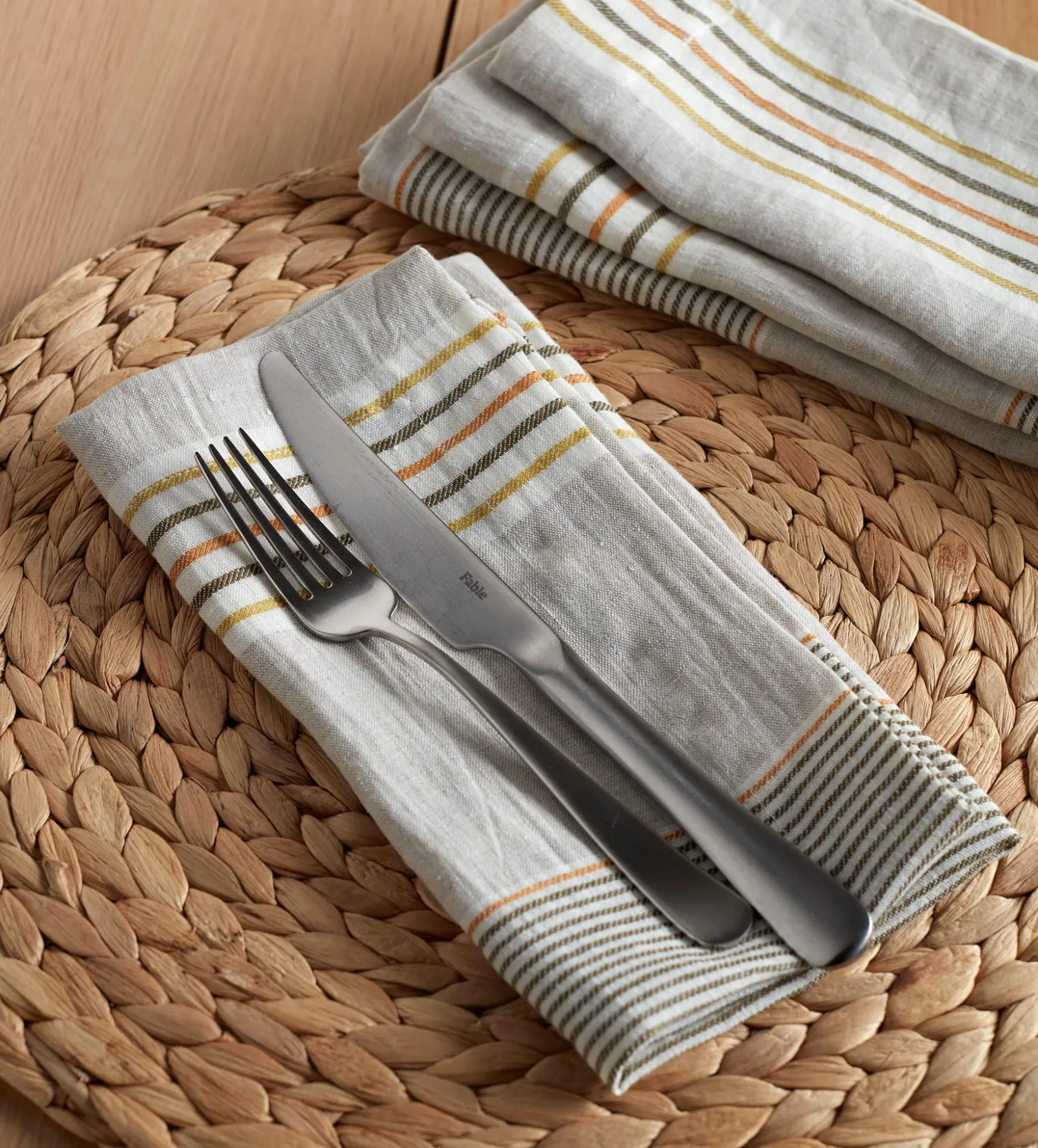 Secret Linen Store Stripe 100% Linen Napkins - Set of 4