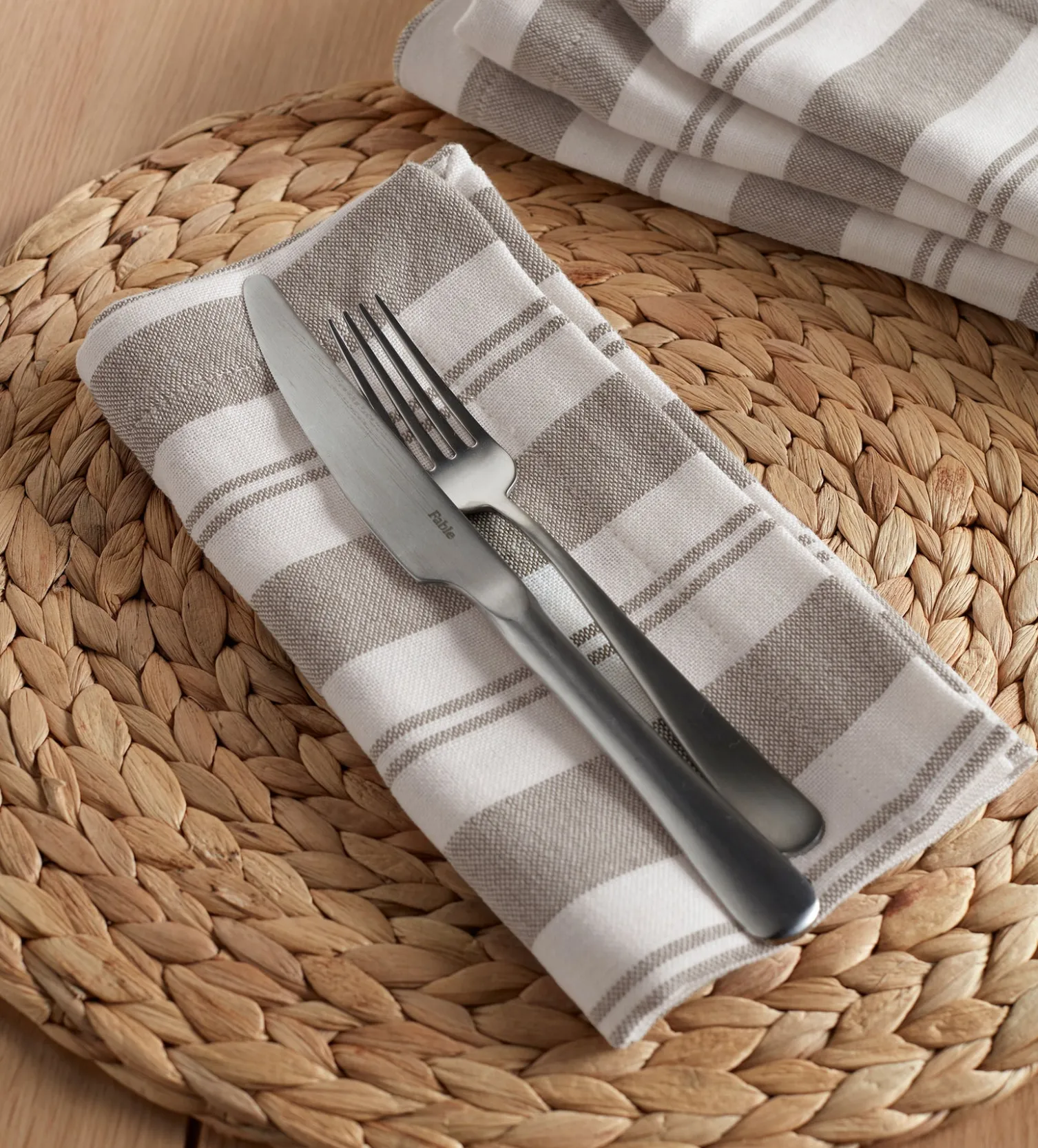 Secret Linen Store Taupe Isaac 100% Cotton Napkins - Set of 4