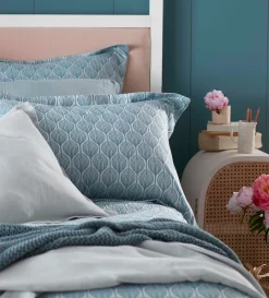 Secret Linen Store Teal Teasels 100% Cotton Duvet Cover