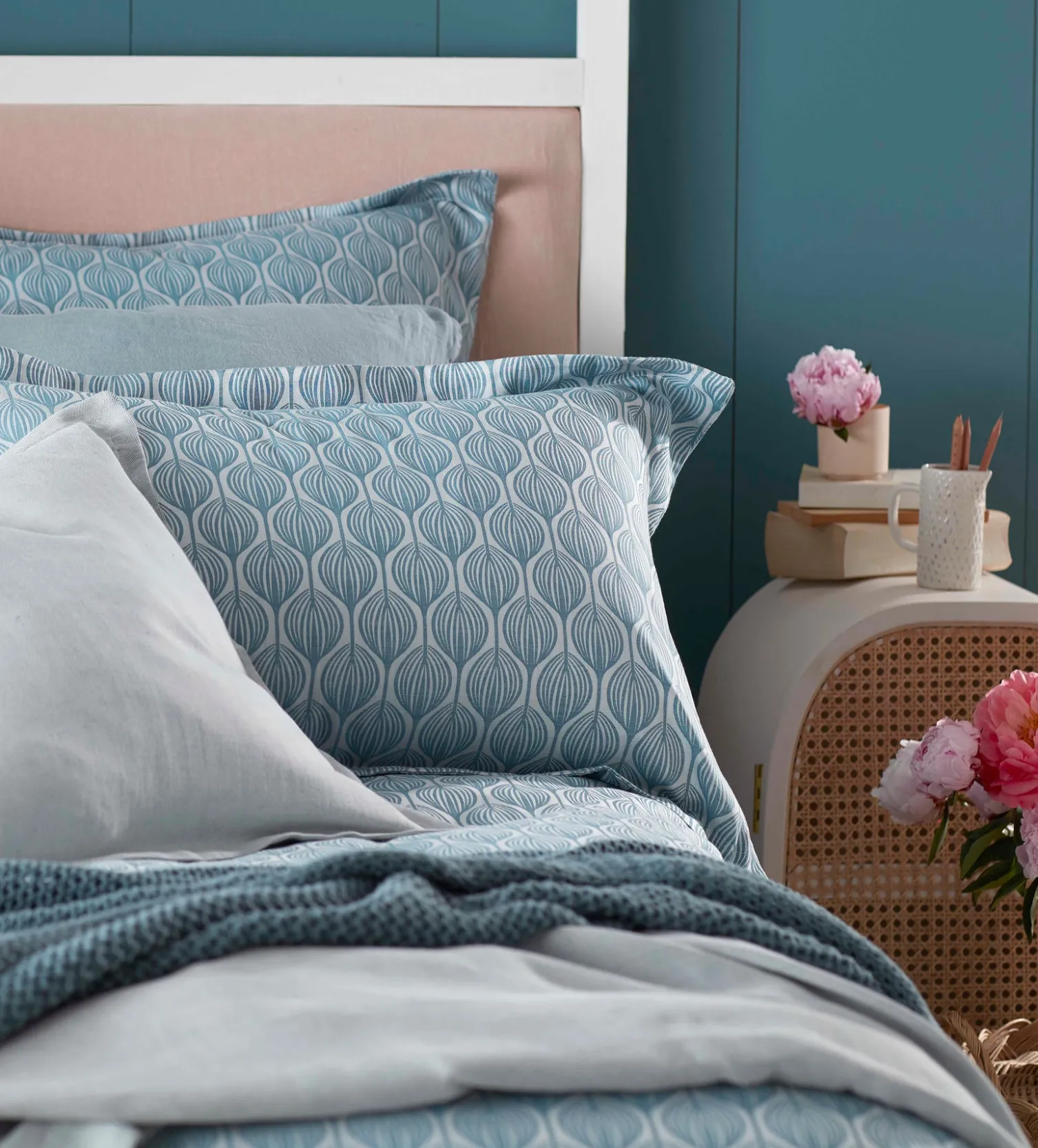 Secret Linen Store Teal Teasels 100% Cotton Duvet Cover