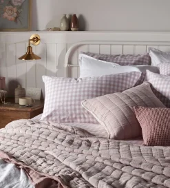 Secret Linen Store Vintage Rose Harriet Gingham 100% Organic Cotton Pillowcase