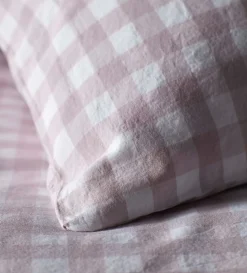 Secret Linen Store Vintage Rose Harriet Gingham 100% Organic Cotton Pillowcase