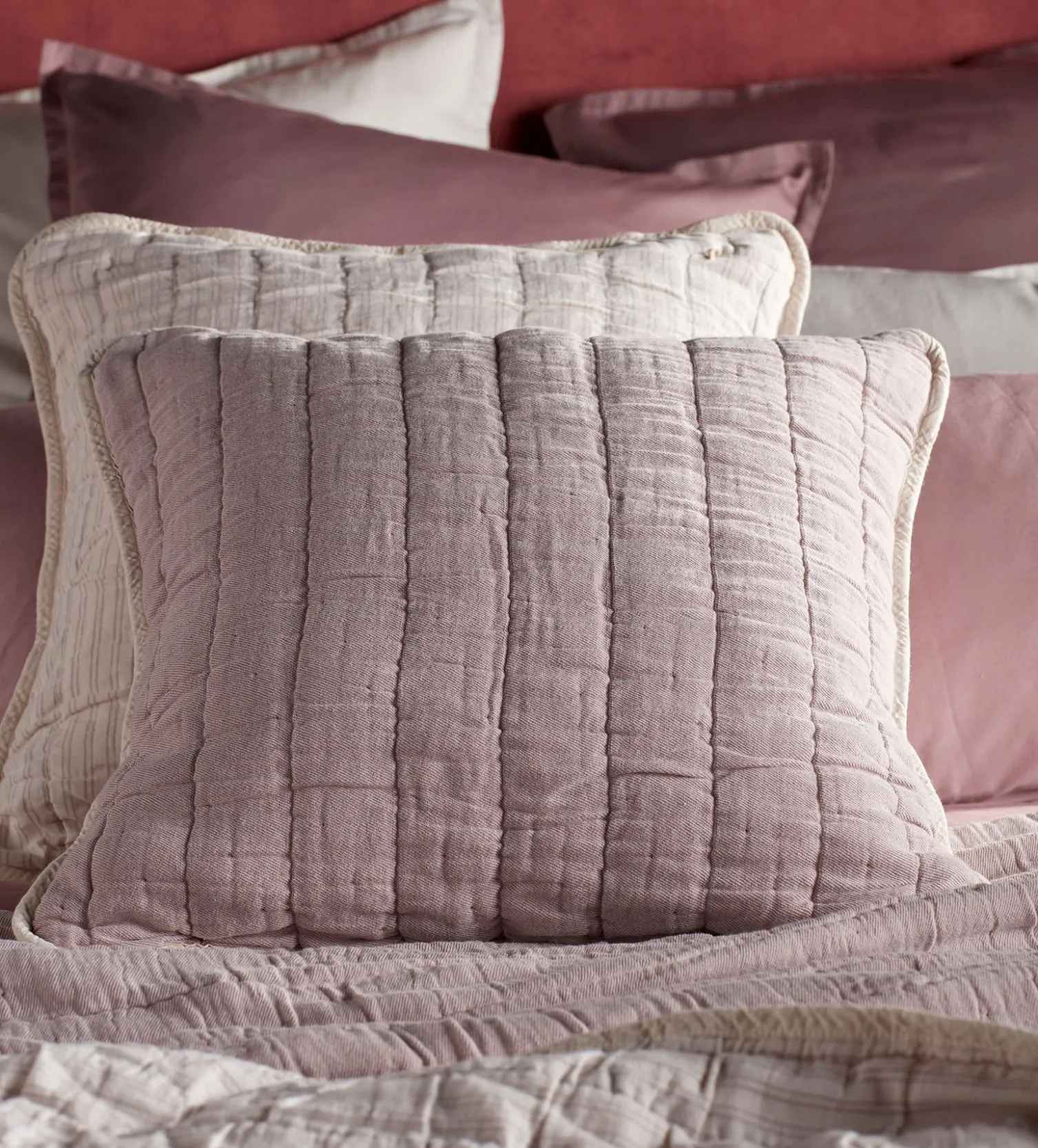 Secret Linen Store Vivienne 100% Cotton Quilted Cushion Cover