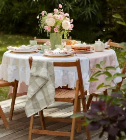Secret Linen Store White Bonnie Broderie Cotton Linen Tablecloth