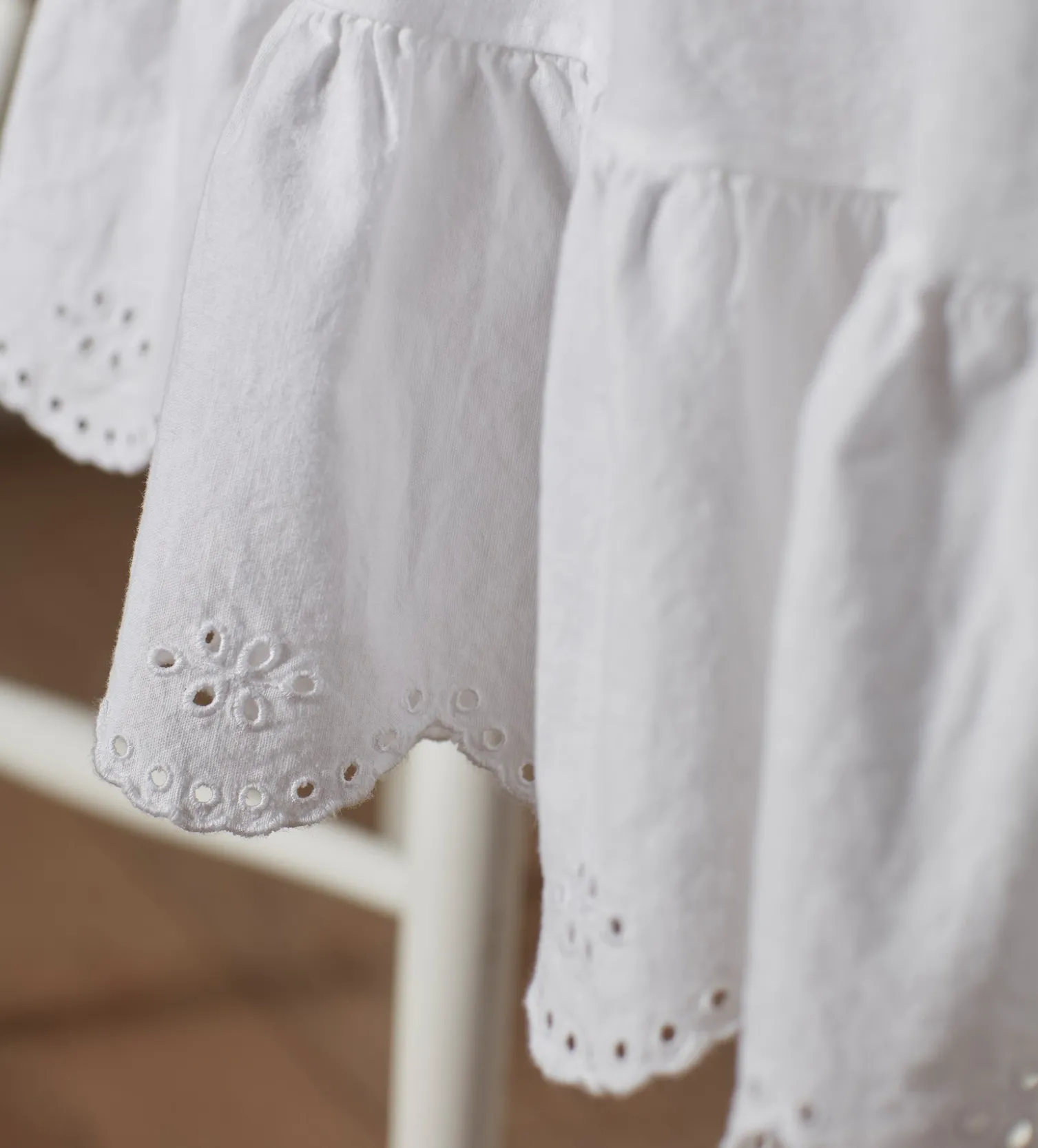 Secret Linen Store White Bonnie Broderie Cotton Linen Tablecloth