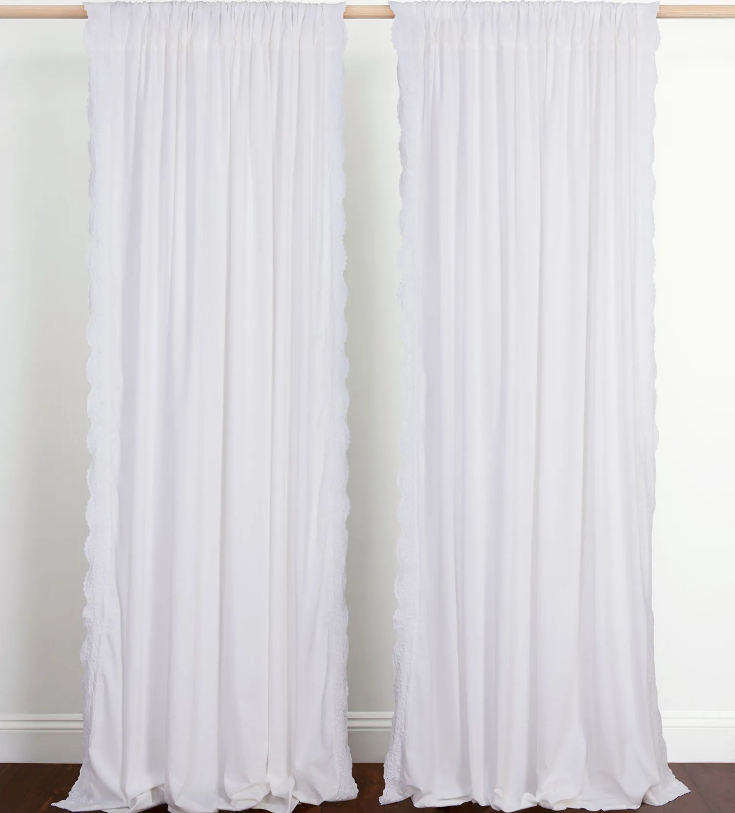 Secret Linen Store White Elsie Embroidered Cotton Linen Curtain (Single)