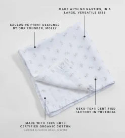 Secret Linen Store White Fleur 100% Organic Cotton Muslin Swaddle Blanket