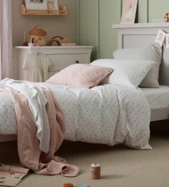 Secret Linen Store White Fleur 100% Organic Cotton Single Fitted Sheet