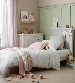 Secret Linen Store White Fleur 100% Organic Cotton Single Fitted Sheet