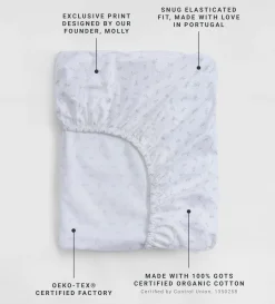 Secret Linen Store White Fleur 100% Organic Cotton Single Fitted Sheet