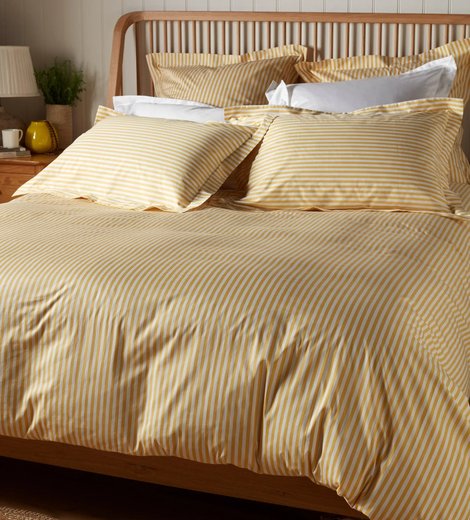 Secret Linen Store Yellow Betsy Stripe 100% Organic Cotton Duvet Cover