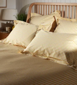 Secret Linen Store Yellow Betsy Stripe 100% Organic Cotton Pillowcase