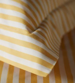 Secret Linen Store Yellow Betsy Stripe 100% Organic Cotton Pillowcase