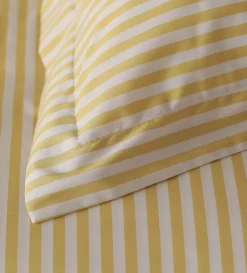 Secret Linen Store Yellow Betsy Stripe 100% Organic Cotton Pillowcase